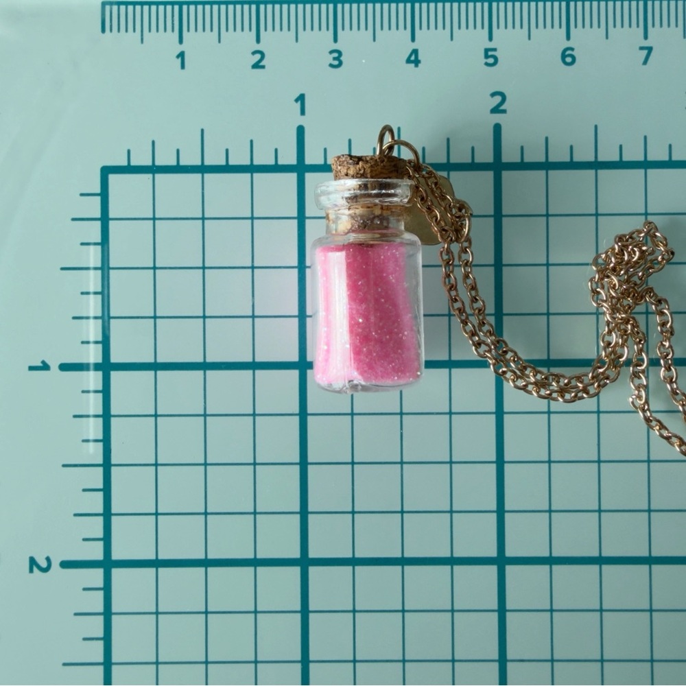 Pink Fairy Dust Heart Charm Necklace Gold Tone Womens Girls Cute Gift - Picture 6 of 6
